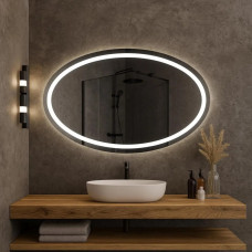 Овальное зеркало с фронтальной и задней фоновой LED подсветкой вертикальное Хадсон 